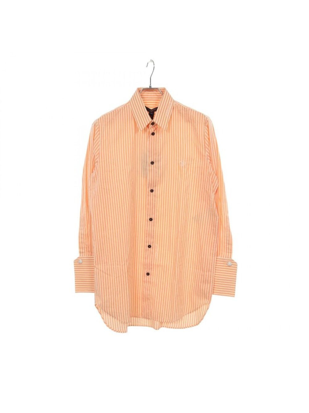 Louis Vuitton Logo Embroidery Striped Long Sleeve Cotton Silk Shirt